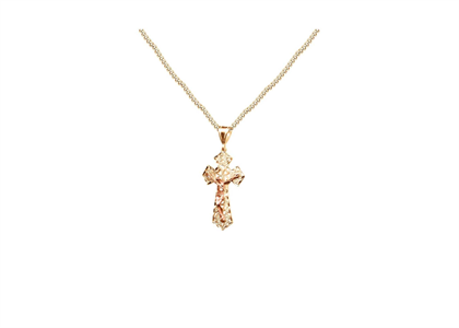 Two Tone Plated Crucifix Cross Pendant